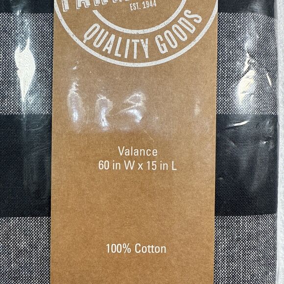 Elrene Farmhouse Quality Goods Valance Buffalo Check 60" x 15"  Black White NIP - Picture 4 of 7